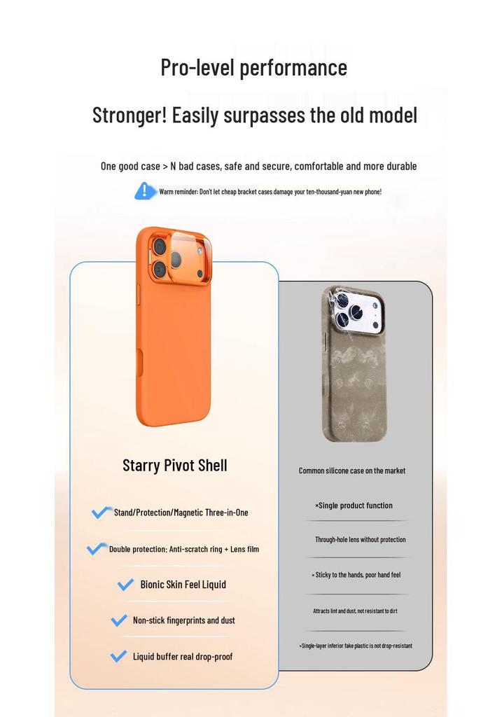 iPhone 17 Pro Max Magnetic Lens Holder Liquid Silicone Drop-Proof Case