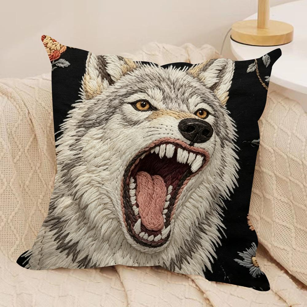 2D Scream Animals Retro Kissenbezug Seidiger Kurzer Plüsch Unsichtbarer Reißverschluss Staubdicht Sofakissenbezug Für Heimdekoration
