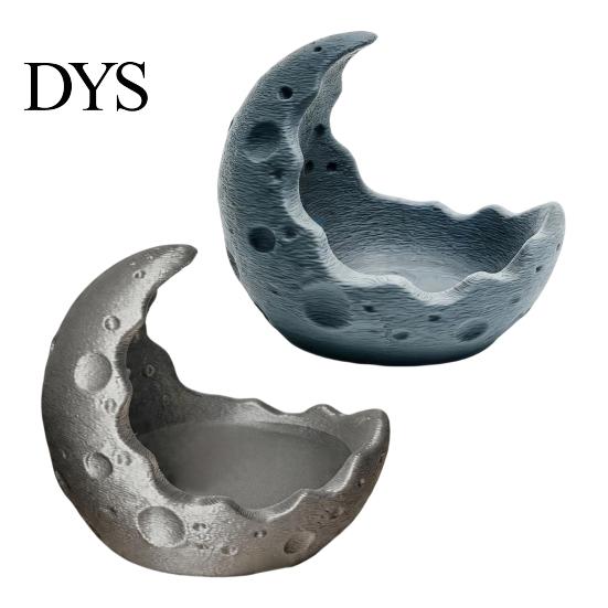 Healing Night Light Holder 3D Printed Moon Candle Holder, Modern Crescent Shape Candlestick, Realistic Minimalist Interior Decor Lunar Texture Ambient