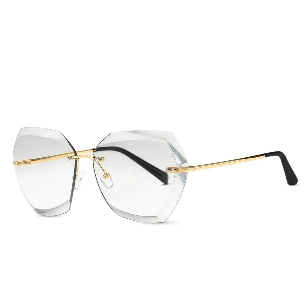 LumiSyne Oversized Rimless Smaller Transparent Gradient Candy Color Metal UV400 8 Perfect for Parties and Travel Women's Sunglasses, Face, Eyeglasses,