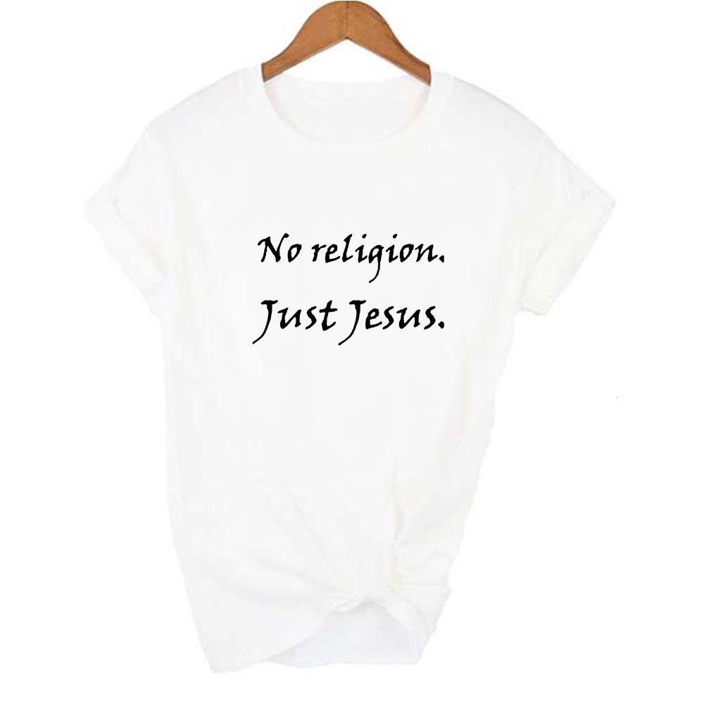 Jesus Peace Print Women T Shirt God Letter Religious Summer T Shirts Graphic Tees Female