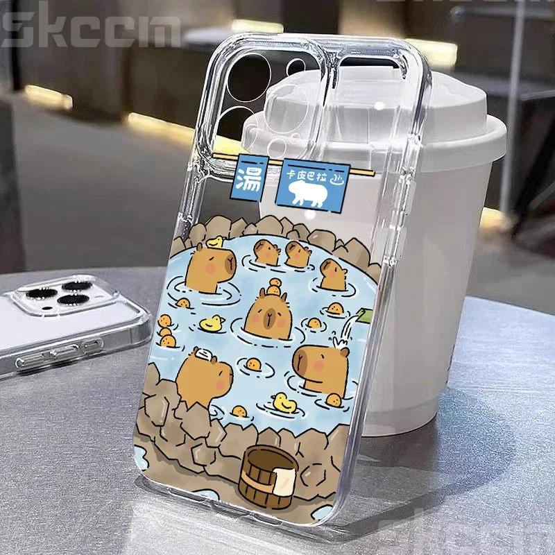 

Мультяшный Милый Капибара Чехол Для Телефона iPhone 16 15 14 13 12 11 Pro Max Mini XS XR X 7 8 Plus Ударопрочный Мягкий Прозрачный Чехол iPhone XR