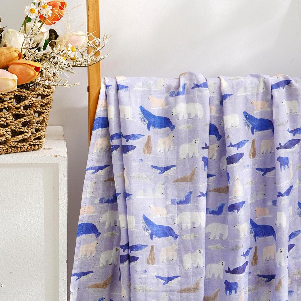 Kangobaby Bamboo Cotton Muslin Swaddle Blanket for Newborns