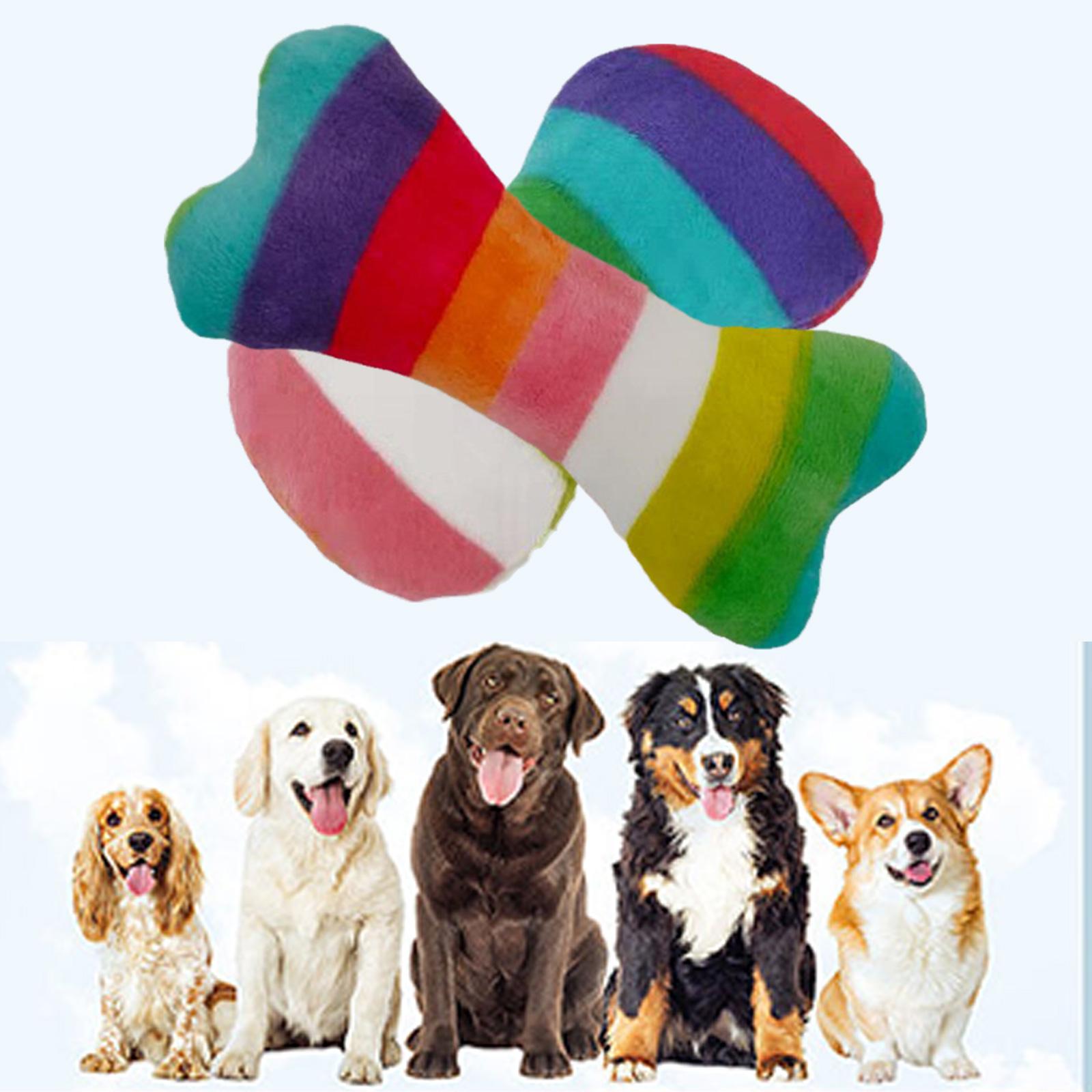 

Плюшевые игрушки для собак, устойчивые к укусам, коренные зубы, разноцветные кости N7K0