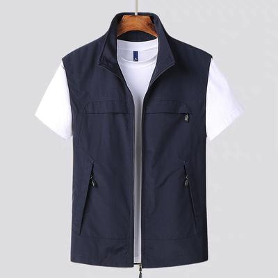 Plus Size Men's Spring Autumn Vest Casual Sleeveless Jacket Simple Slim Fit Gilet Solid Stand Collar Waistcoat