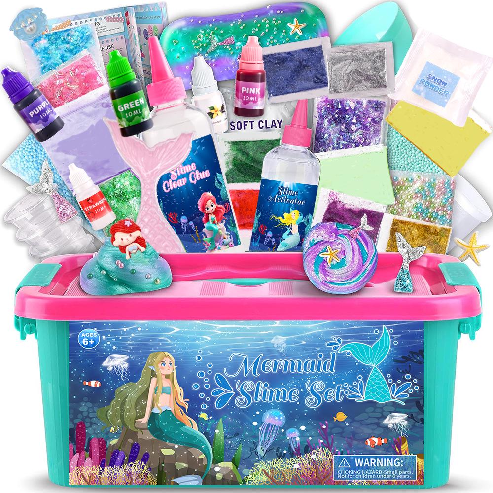 DIY Mermaid Slime Kit - Crystal and Colored Slime Glue Set
