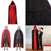 Halloween Vampire Cloak Hooded Cape For Adult And Kids Reversible Black And Red Cosplay Costume