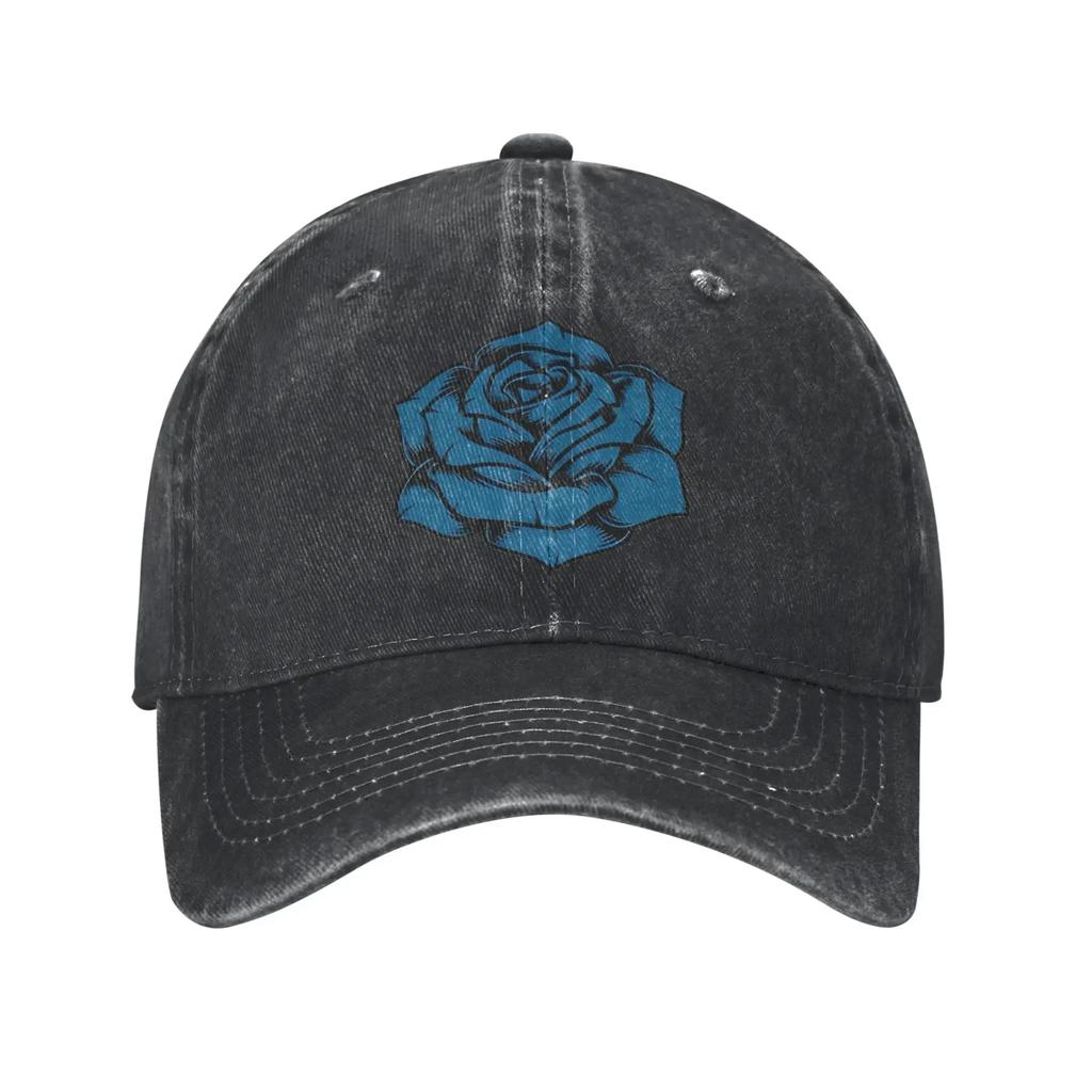 Summer Ado Blue Rose Baseball Cap SunProof Custom DIY Washed Trucker Hat Unisex Adult Street Style Sport Baseball Caps
