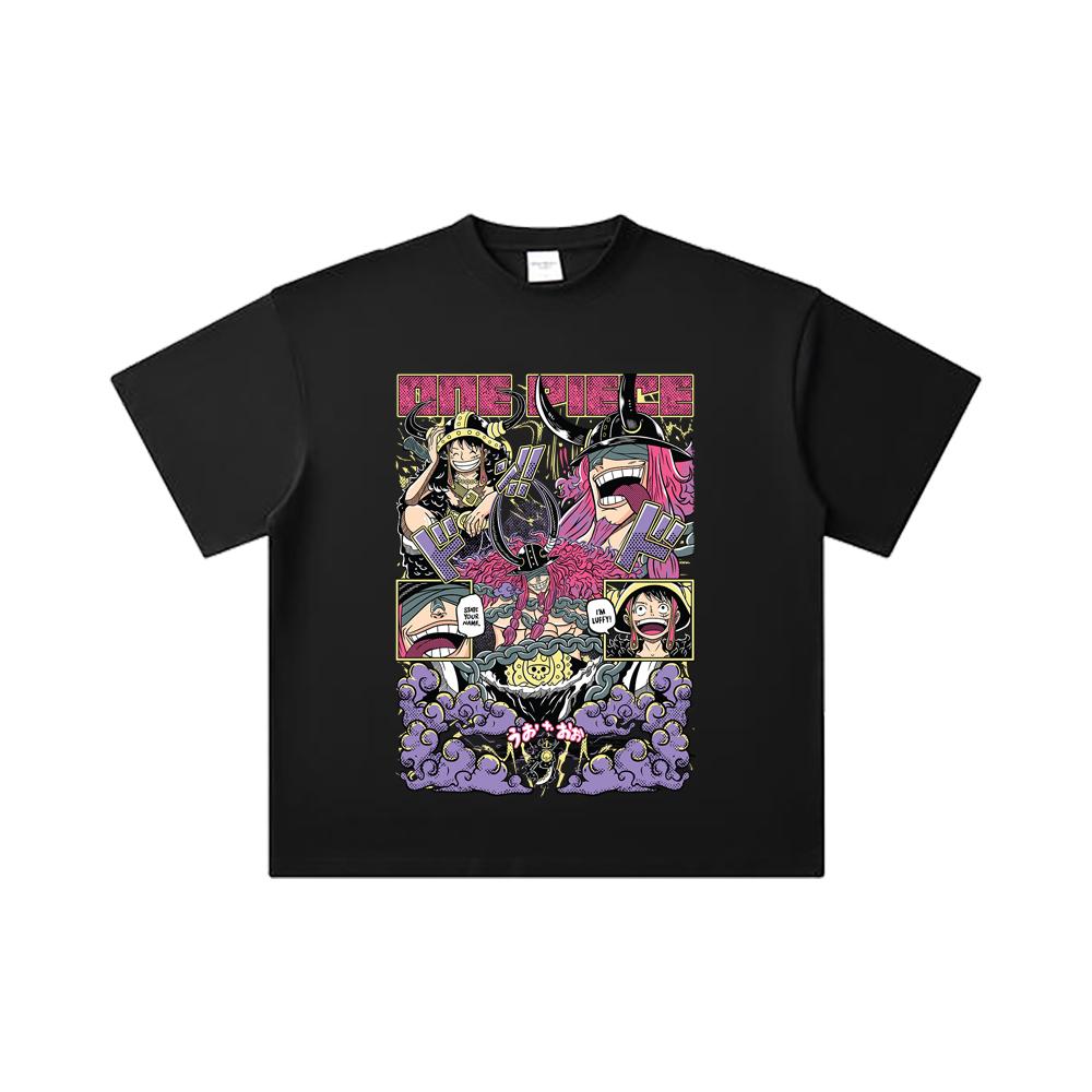 260 GSM Double Yarn 32 Count 100% Cotton One Piece V50 Luffy Loki Print Unisex Heavy Cotton T Shirt