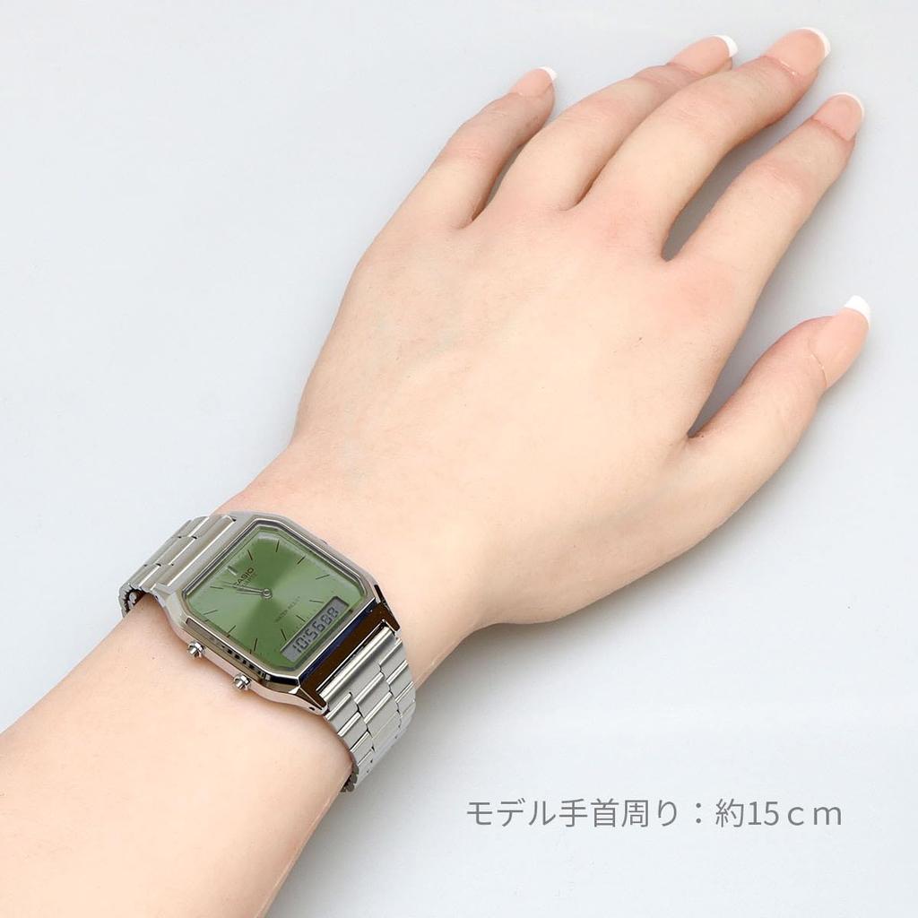 Casio Vintage Series Quartz Dual Overseas Model ANA-DIGI Watch, AQ-230A-3AMQY, Unisex, Time, Green, [Used]