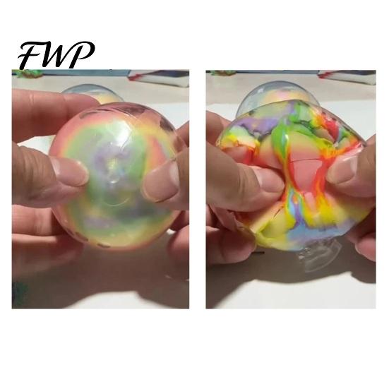 Soft Stress Ball Wax Cracking Squeeze Toy, Rainbow Gradient Fidget Relief Toy Crispy with Protective Cover, Party Favors Adult Reliever