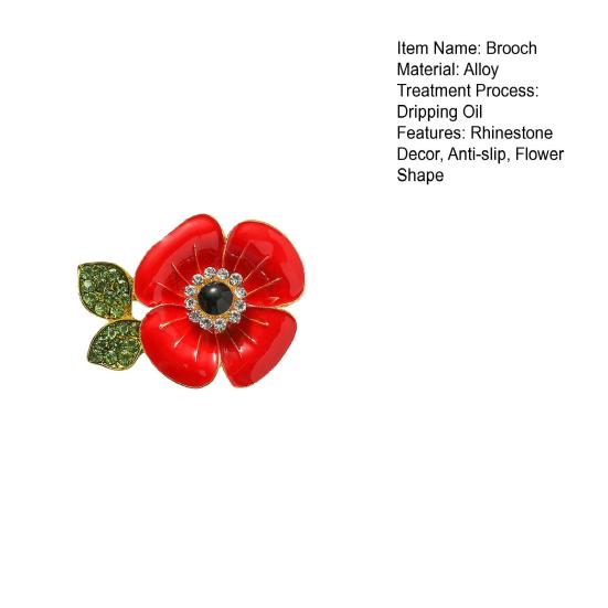 Women Brooch Flower Shape Enamel Oil Dripping Retro Anti-slip Polished Coat Collar Bag Scarf Hat Decoration Clothes Pin Party Banquet Clothing Jewelry