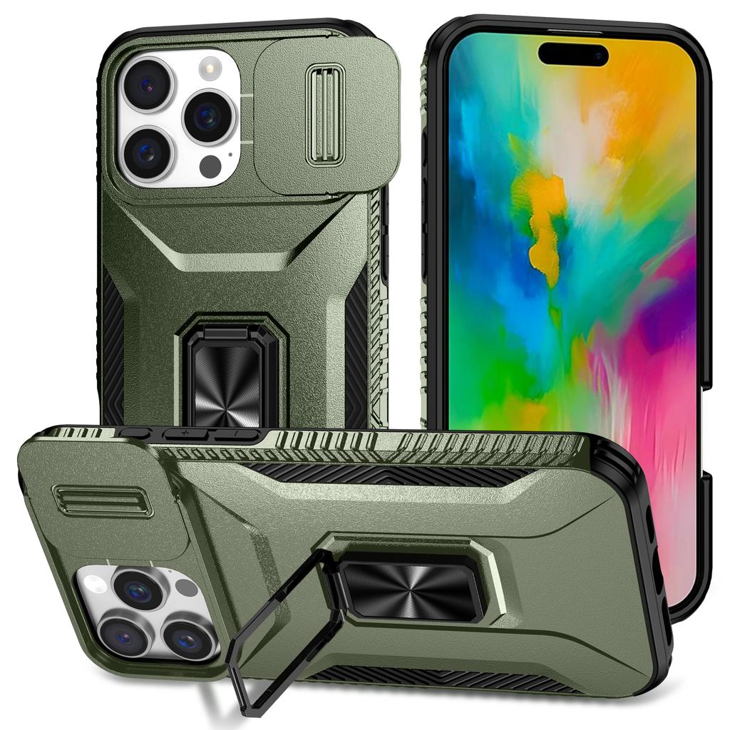 For iPhone 16 Pro Max Case Camshield Kickstand TPU+PC Phone Cover