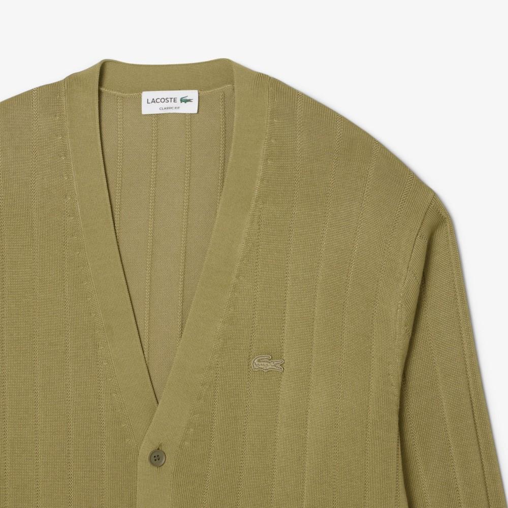 [Lacoste] Men's Cotton Rib Cardigan AH5338-55NE9F