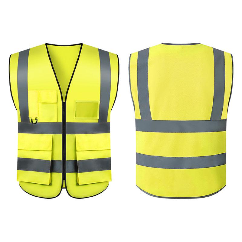 Multi-Pocket Reflective Vest for Sanitation & Construction with Printing