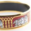 HERMES EmailGM Bangle Shippo Horse Red Plated Gold 33.4g Women Used