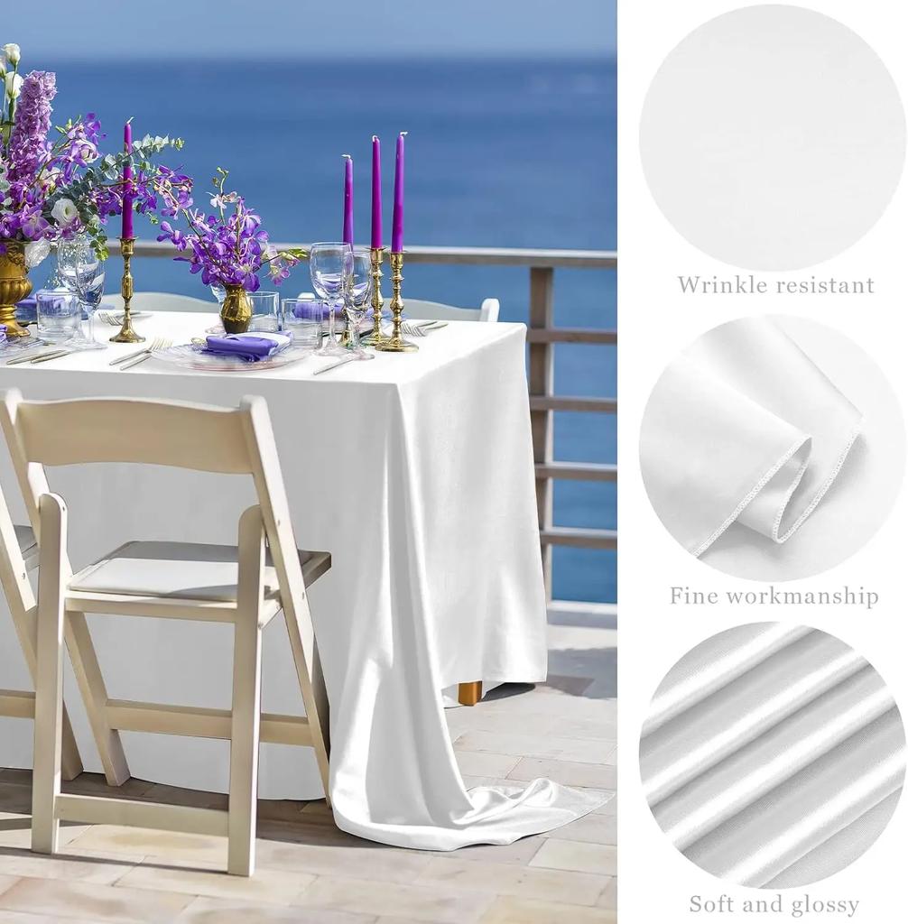4 Packs Satin Tablecloth Overlay Table Cover Rectangle Bright Smooth Fabric Table Decoration for Wedding Banquet Party Events