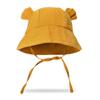 Summer Baby Comfortable Solid Color Little Hat Baby Pure Cotton Bear Ear Fisherman Hat Children Sunshade Hat