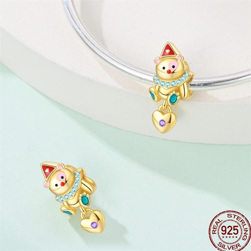 Copper Magician Circus Playing Cards Teddy Bear Charm Beads Suitable Fit Pan Original Bracelet Diy Jewelry