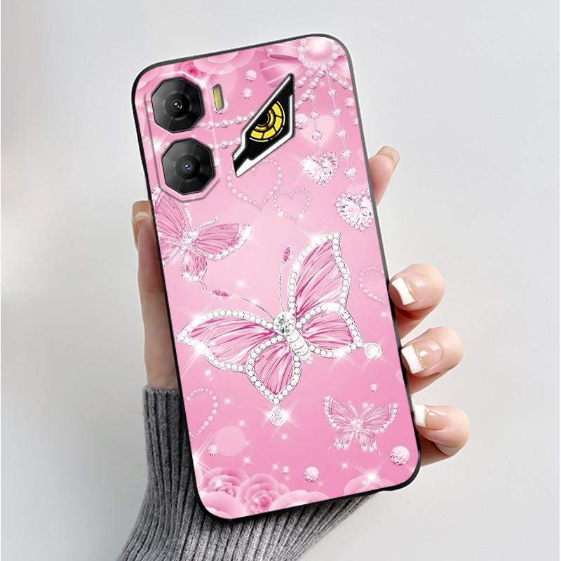 Custodia per Stampa per ZTE Nubia Neo 3 5G Fundas Capa Guscio Nero in Silicone Morbido Copertura ZTE Nubia Neo 3 GT Carina Custodia con Fiore e Cartone Animato