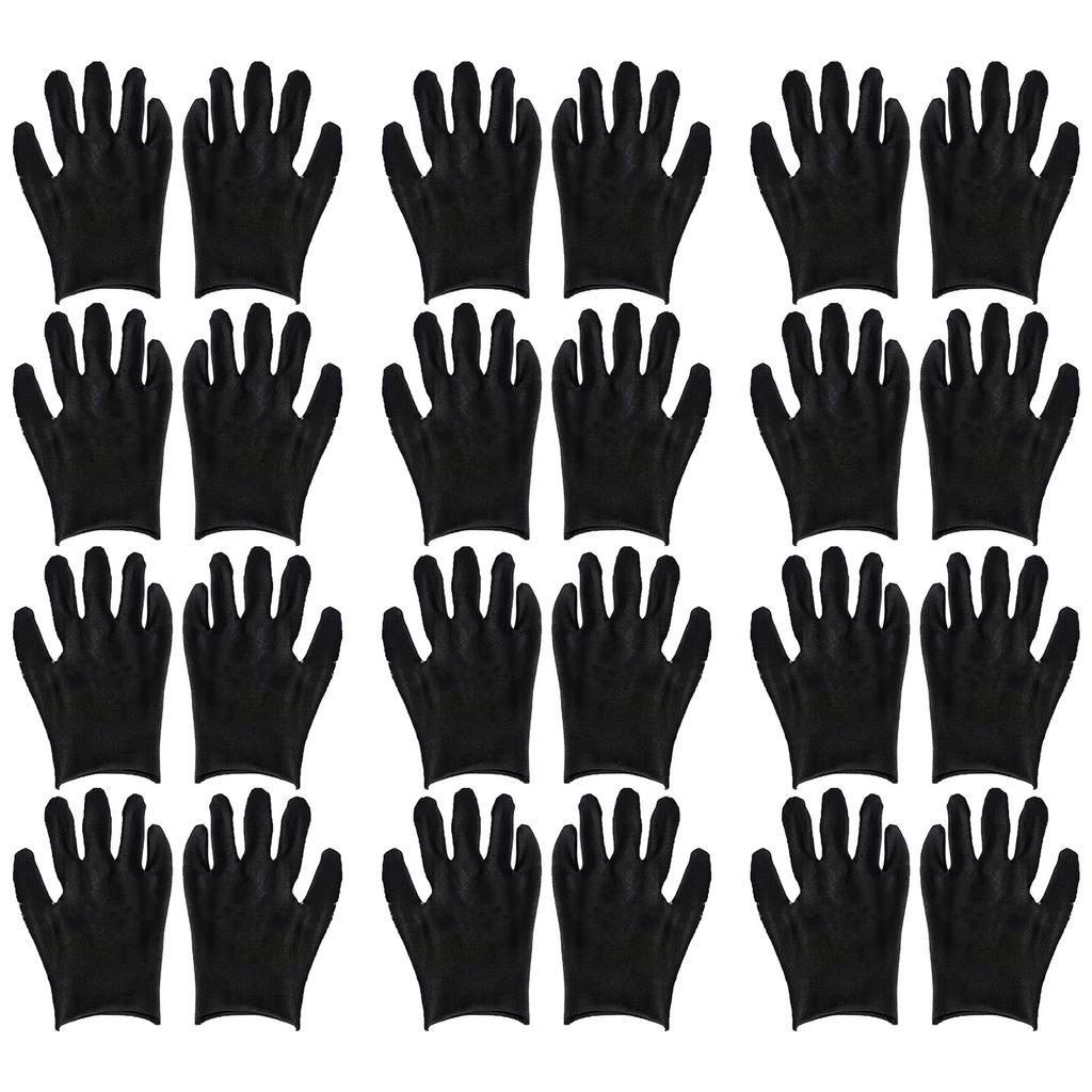 12 Pairs Cotton Gloves Polyester Cotton Thickened Sweat Absorbing Jewelry Gloves for Riding Factory Black