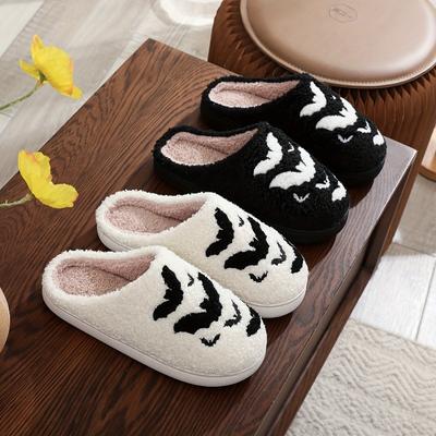 Slippers met vleermuismouwen, casual over pluche gevoerde schoenen, gezellige binnenhuis-familie Halloween-slippers