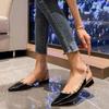 Baotou Studded Sandals Women's Summer New Explosive Pointed Toe Shallow Empty One Strap Non-slip Plus Size Low Heel Shoes