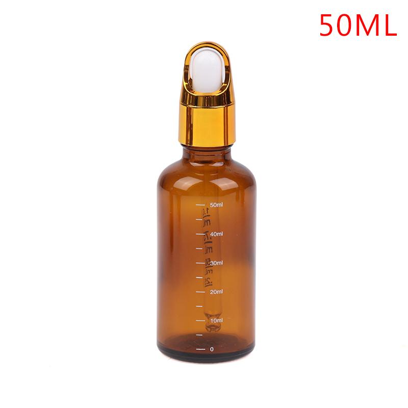 1PC 5-100ml Dropper Bottles With Scale Reagent Eye Drop Amber Glass Aromatherapy Liquid Pipette Bottle Refillable Bottles Travel