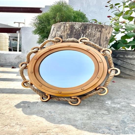 38.1 Cm Nautical Porthole Mirror Maritime Wall Decor,  Brass Finish