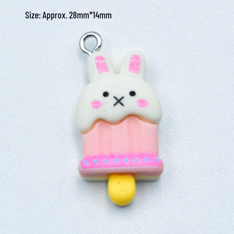 Resin Cartoon Animal Popsicle Charms: Frog, Bear, Rabbit - DIY Jewelry Accessories