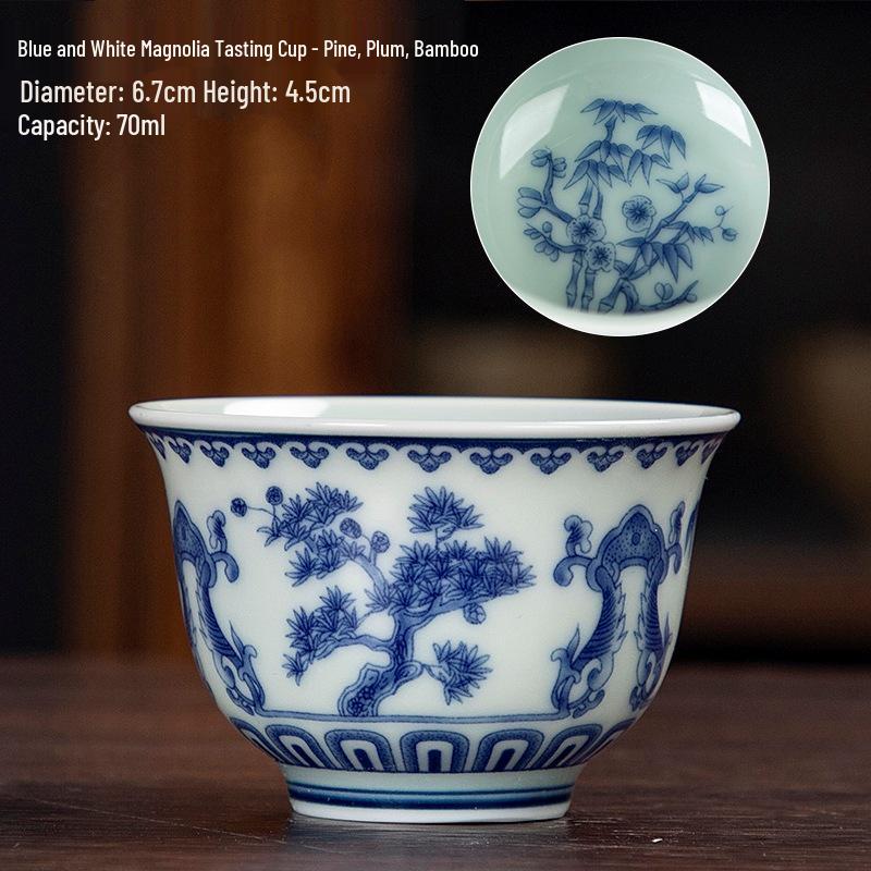 Dehua Ceramics Retro Blue & White Kung Fu Tea Cup - Exquisite Small Scent Tasting Cup for Guests