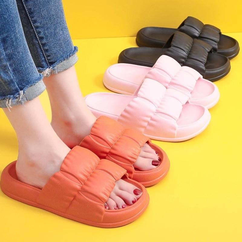 Cheap Women Sandals 2022 Korean Style Summer Solid Color Plus Size NonSlip Thick Bottom