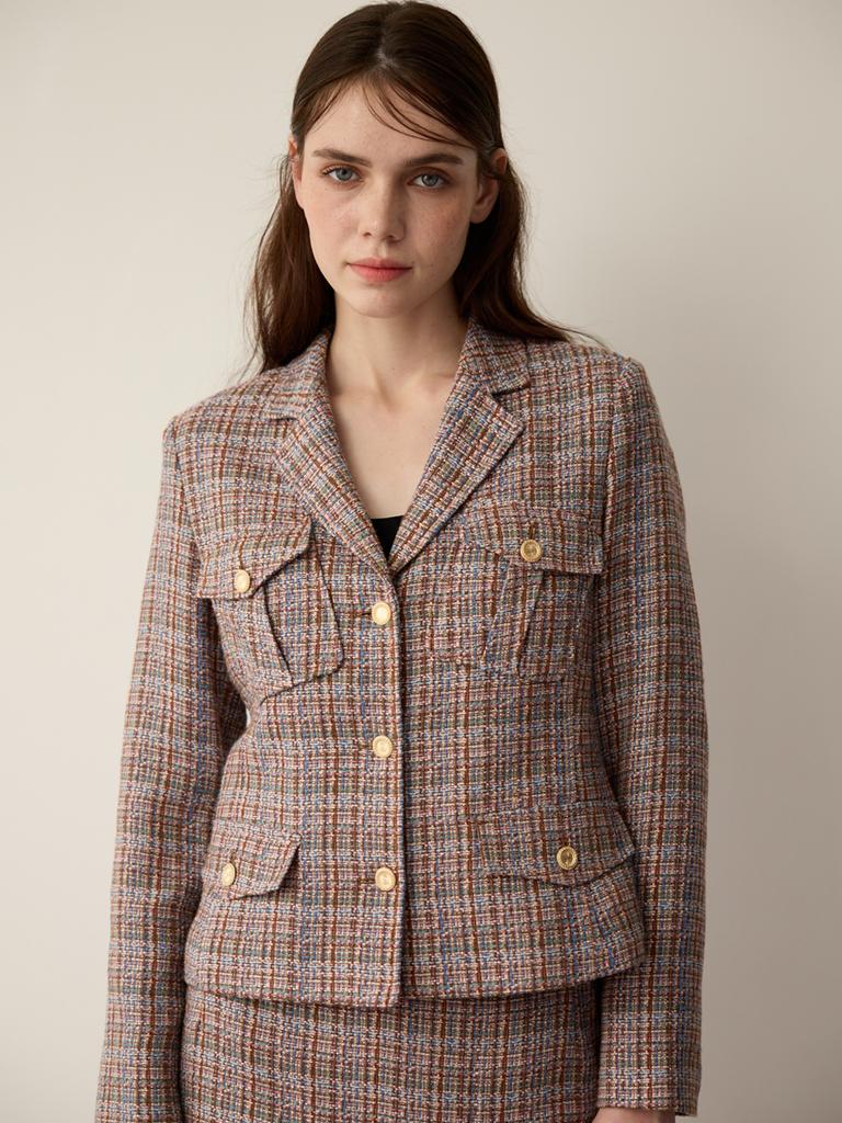 Freaks By Kimtaehoon [Tweed Suit] Wool Tweed Pocket Detail Single Jacket_Takisada Nagoya Slab Tweed