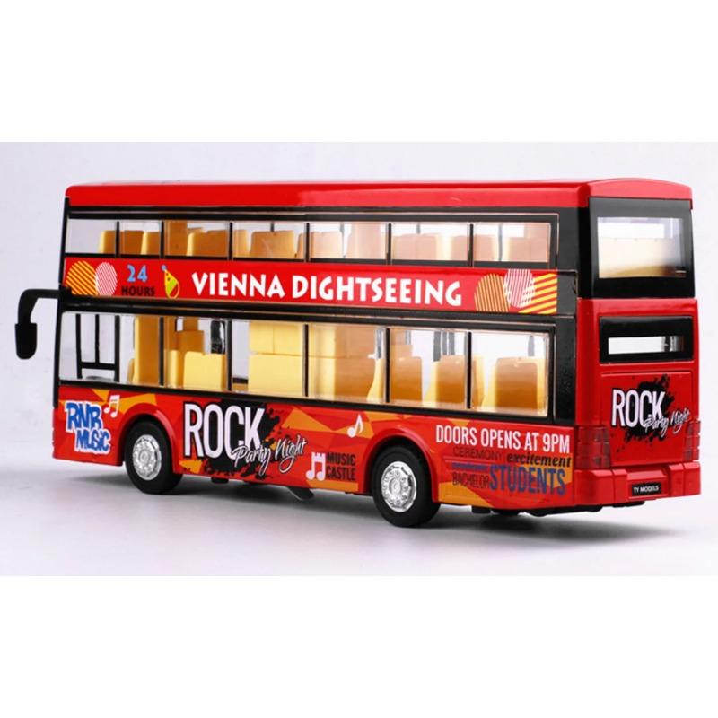 

Двухэтажный автобус Модель автомобиля из сплава может открыть дверь, чтобы включить звук и свет детская игрушечная машина B299