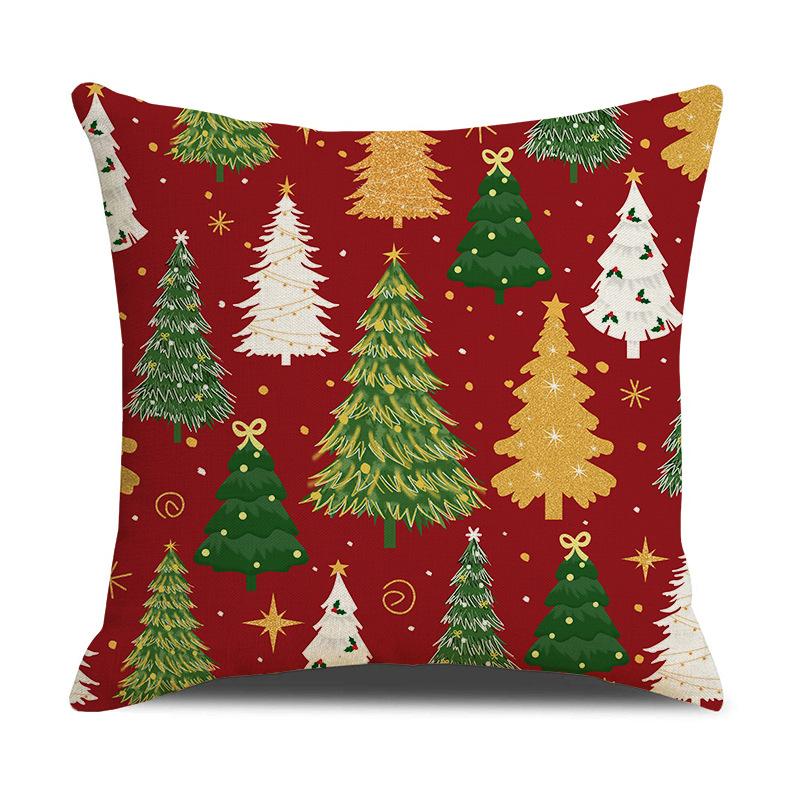 Christmas Pillow Cover Red Set Christmas Tree Print Pillow Indoor Sofa Cushion