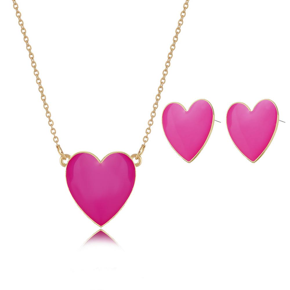 

2021 Trendy Womens Fashionable Alloy Necklace Set With Beautiful Heart Shape And Multicolored Drip Oil Finish For Gifting