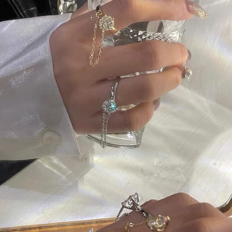 Light Luxury Trendy Women's Chain Ring: Versatile Open Design for Index Finger