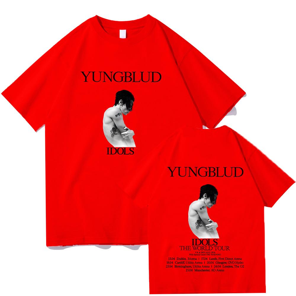 

Yungblud IDOLS Мировой тур 2026 Футболки Хлопок Хип-хоп Унисекс Уличная одежда Певец Лето Мягкий Мужская Женская Топ Футболка Свободный Повседневный S