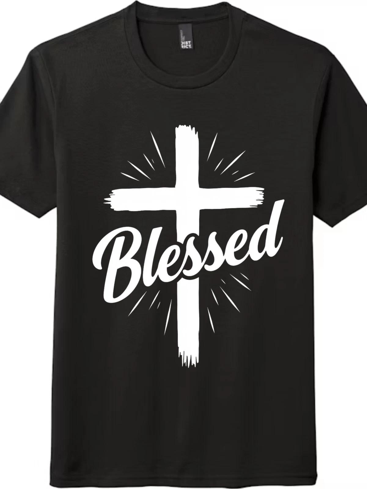 Vintage Christian Cross Graphic T-Shirt-Blessed Faith Unisex Tee Free Shipping 2XL