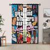Tende Oscuranti a Tema Retro Gaming Gta Vice City - Poliestere Lavabili in Lavatrice Tende con Tasca per Asta Con Vivace Grafica di Gioco