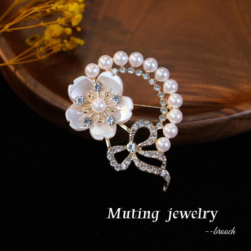 Elegant Alloy Pearl Plum Blossom Brooch - Anti-Exposure Floral Corsage Pin
