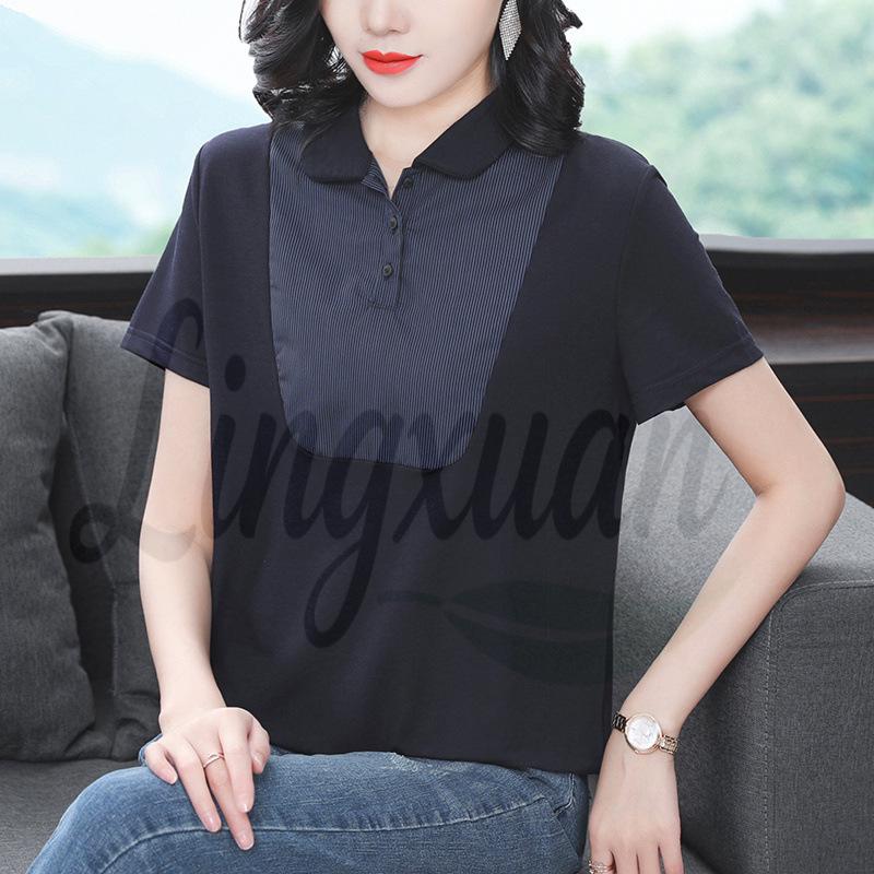 2026 Summer Women s Lapel Short Sleeve T-shirt: Plus Size, Loose Fit for Young Mothers and Elderly Women 3XL