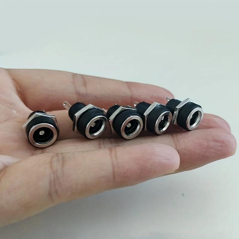 5Pcs DC Power Supply Jack Socket Female Panel Mount Connector 3A 12v 5.5mm 2.1mm Plug Adapter