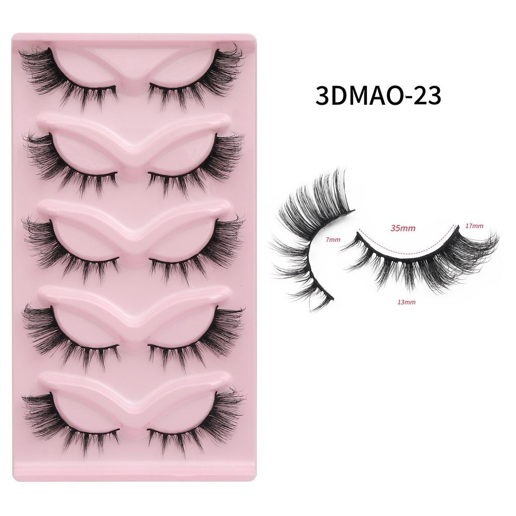 XF 5 Pairs Fox Eye Lashes 3D Silk Fluffy Faux Mink False Cat Eyelashes Custom Packaging Box with Private logo