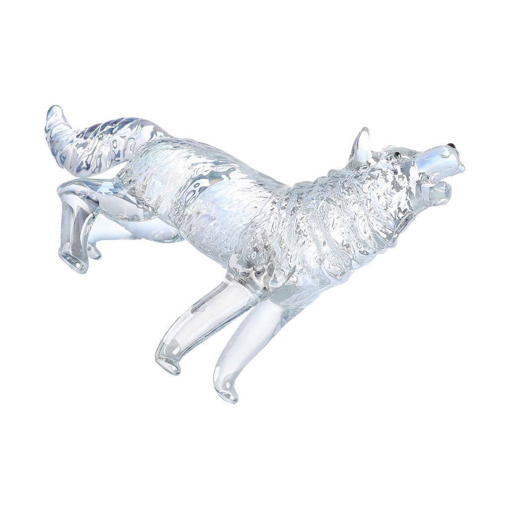 Crystal Glass Wolf Figurine Howling Wolf Statue Hand Glass Animal Sculpture Collectible Paperweight