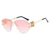 Special-shaped Oversized Rimless Sunglasses Women Brand Designer Shades Eyewear Pilot Sun Glasses Female UV400