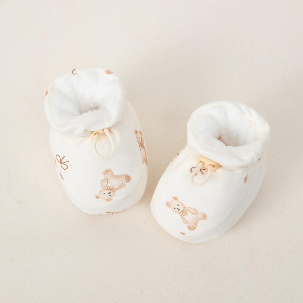 

Drawstring Design Newborn Cotton Shoes Soft Crib Boots Cute Baby Walking Shoes Winter L-Bowknot Bear