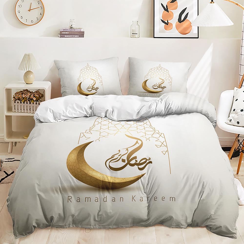 Stars and Moon Duvet Cover Twin King Muslim Ramadan Festival Bedding Set Microfiber Lamp Comforter Cover for Teen Adult Decor