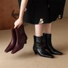 Fashion Autumn Winter Split Leather Women Boot Fashion Square Toe Boots for Women Short Boots Ladies Shoes Western Boots Zapatos Mujer