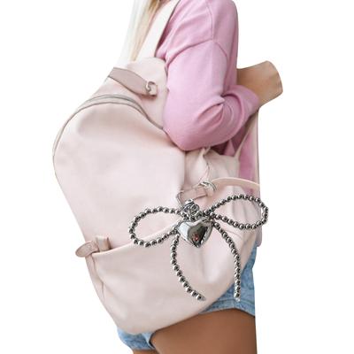 Modische Handykette mit Perlen und Schleife, stilvoller Schlüsselanhänger, Anhänger, Taschendekoration, eleganter Anhänger für Rucksack, Handtasche
